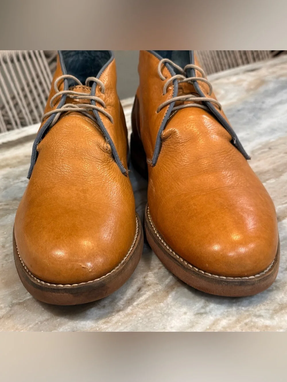 Mens JOHNSTON & MURPHY Brown leather lace up chukka boots- Size 10.5